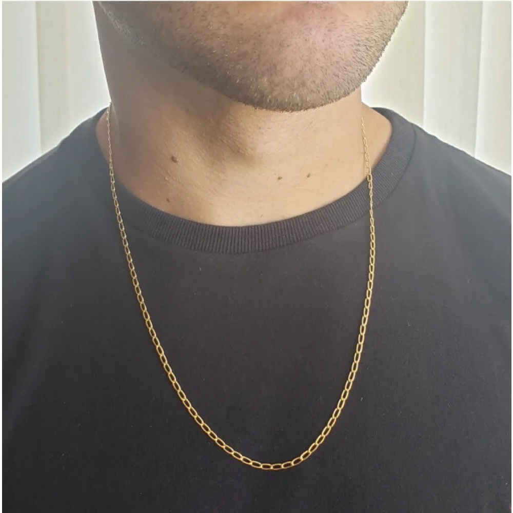 Corrente masculina de ouro 18k com design clássico e brilho intenso