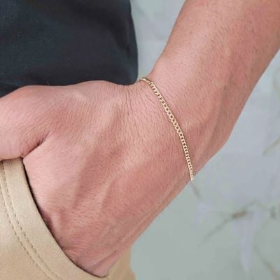 Pulseira grumet de ouro masculina moderna